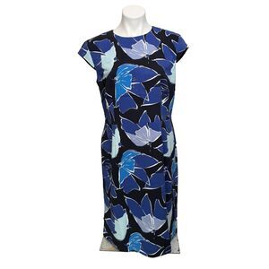 Escada Floral Cap Lined Sleeve Shift Dress 42 New Preppy Coastal Grandma Career